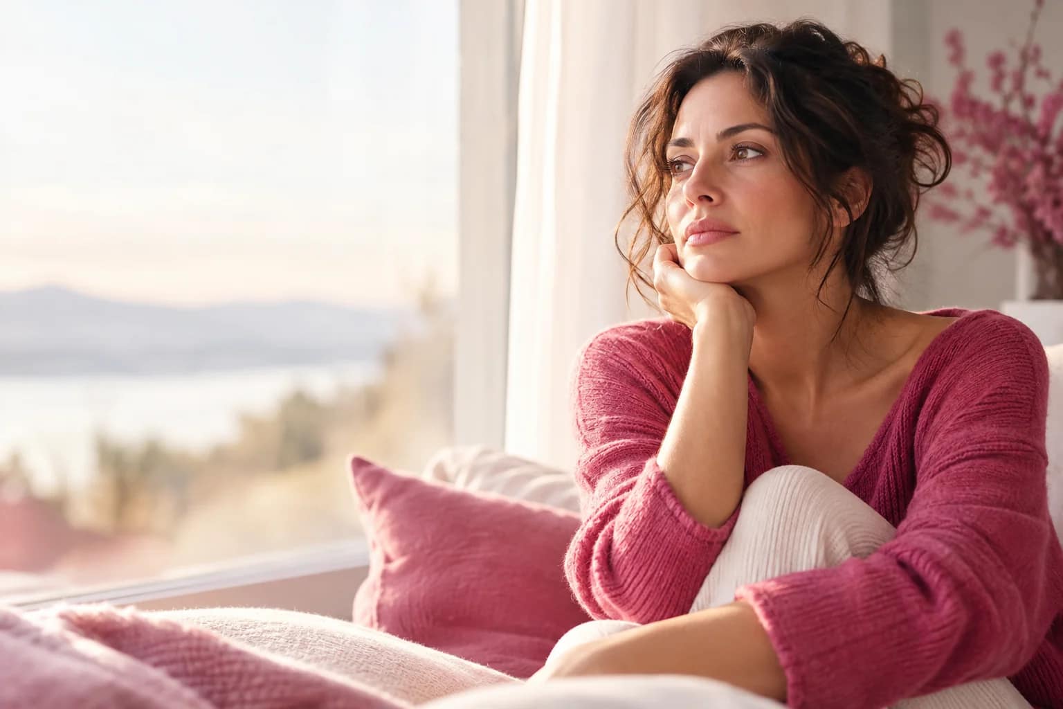 Endometriosi: 9 sintomi da non sottovalutare anche con ecografia negativa Donna pensierosa, articolo sui sintomi dell'endometriosi